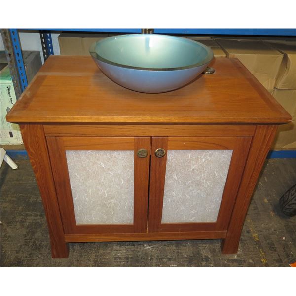 Wooden Vanity Cabinet w/ Top Sink 35"x24"x30"H (40" to top of basin)