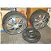 Image 1 : Qty 3 Tires on Rims:  30ZR24 97W XL, T145/80D16, etc