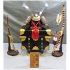 Image 1 : Decorative Miniature Japanese Samurai Kabuto Warrior Helmet w/ Sword, Bow & Arrow & Lacquer Box