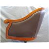Image 9 : Rolling Wooden Office Armchair w/ Padded Back & Seat 23"x17"x34"H