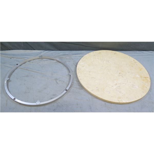 Round Marble Lazy Susan w/ Metal Base 22" dia