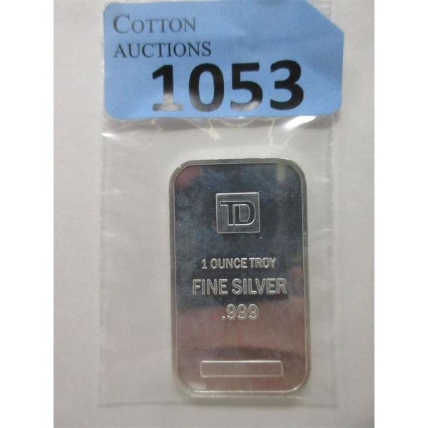 1 Oz .999 Silver TD Bank Investor Bar 