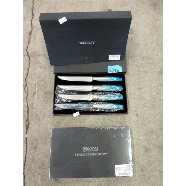 2 New 4 Piece Steak Knife Sets - Metal Handled