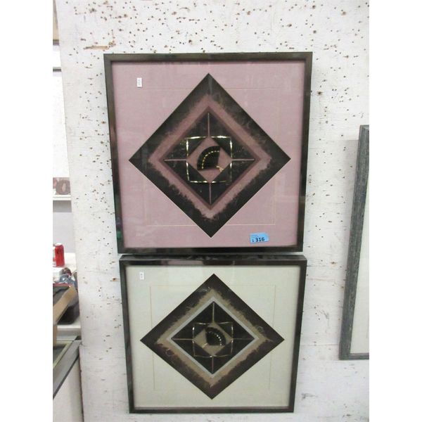 2 Framed Multi-Media Wall Art - 20  x 20  each