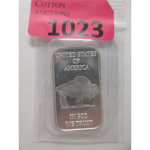 1 Oz .999 Silver USA Buffalo 2-Sided Bar 