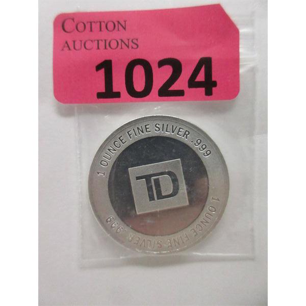 1 Oz .999 Silver TD Bank Round