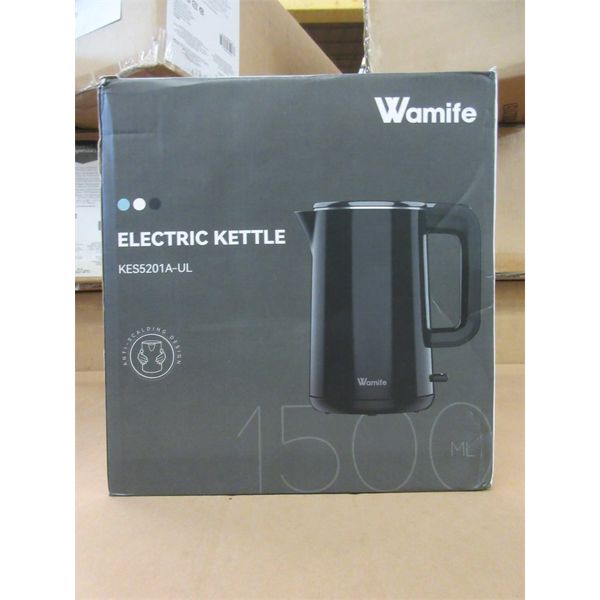 New Black Wamife 1.5 L Cordless Electric Kettle