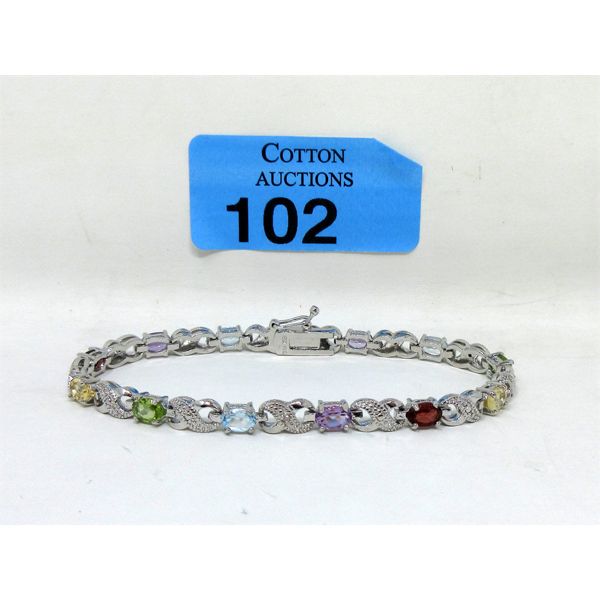 Multi-Gemstone & Diamond Tennis Bracelet 