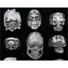 Image 2 : 13 New Men's Stainless Steel Skull Biker Rings 