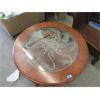 Image 2 : Round Wood Coffee Table with Glass Insert 