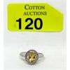 Image 1 : Sterling Silver Citrine & Diamond Solitaire Ring