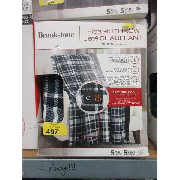 Blue Plaid Brookstone Heated Throw - Open Box	
