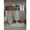 Image 1 : Set of 2 Lighted Glitter Trees -13" Tall