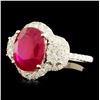 Image 2 : 14K Gold 5.00ct Ruby & 1.03ctw Diamond Ring