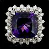 Image 1 : 14K Gold 5.00ct Amethyst & 1.00ctw Diamond Ring