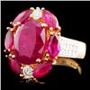 Image 2 : 14K Gold 8.64ct Ruby & 0.48ctw Diamond Ring