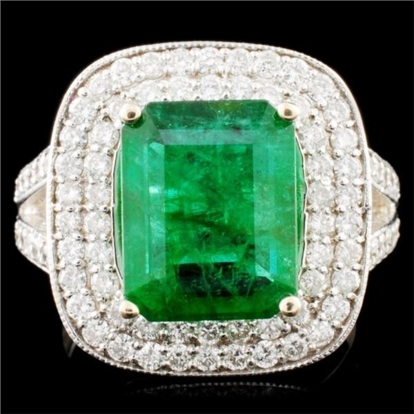 18K Gold 3.80ct Emerald & 1.09ctw Diamond Ring