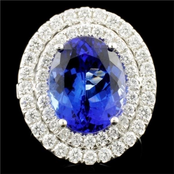 18K Gold 6.31ct Tanzanite & 1.26ctw Diamond Ring