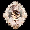 Image 1 : 14K Gold 18.75ct Morganite & 2.26ctw Diamond Ring
