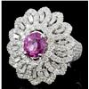 Image 2 : 18K White Gold 1.00ct Pink Sapphire & 3.20ct Diamo
