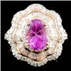 Image 1 : 14K Gold 1.90ct Sapphire & 1.31ctw Diamond Ring