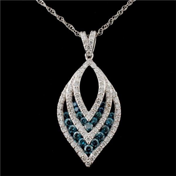 14K White Gold 1.16ctw Diamond Pendant