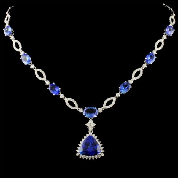 18K Gold 15.47ct Tanzanite & 2.37ctw Diamond Neckl