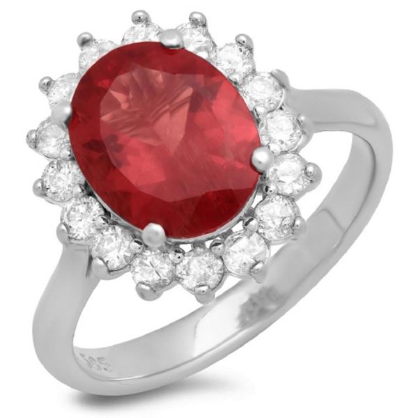 14K Gold 2.50ct Ruby & 0.50ct Diamond Ring