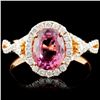 Image 1 : 14K Gold 1.90ct Spinel & 0.42ctw Diamond Ring