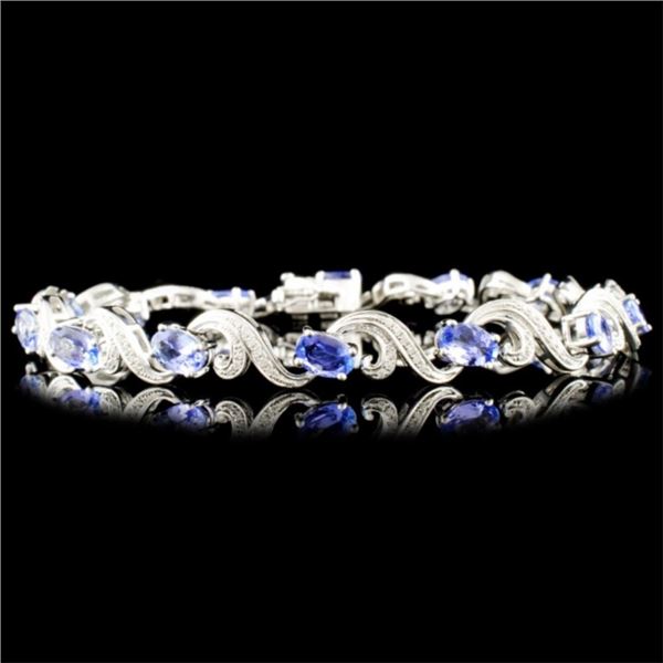 14K Gold 5.52ct Tanzanite & 0.41ctw Diamond Bracel