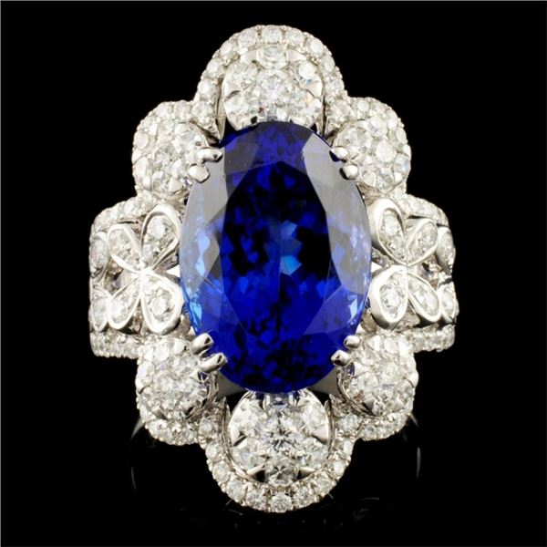 18K Gold 8.23ct Tanzanite & 1.43ctw Diamond Ring