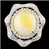 Image 1 : 14K Gold 5.27ct Opal & 0.90ctw Diamond Ring