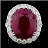 Image 1 : 18K White Gold 15.55ct Ruby & 3.34ct Diamond Ring