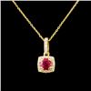 Image 1 : 14K Gold 0.46ct Ruby & 0.18ctw Diamond Pendant