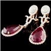 Image 2 : 14K Gold 13.31ctw Ruby & 2.23ctw Diamond Earrings