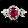 Image 1 : 18K White Gold 0.98ct Ruby & 0.50ct Diamond Ring