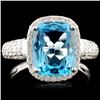 Image 1 : 14K Gold 3.58ct Topaz & 0.51ctw Diamond Ring