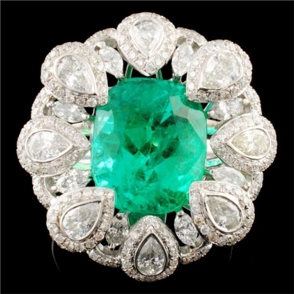 18K Gold 4.83ct Emerald & 2.02ctw Diamond Ring