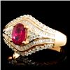 Image 2 : 18K Gold 0.84ct Ruby & 0.60ctw Diamond Ring