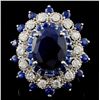 Image 1 : 14K White Gold 7.50ct Sapphire & 1ct Diamond Ring