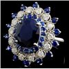 Image 2 : 14K White Gold 7.50ct Sapphire & 1ct Diamond Ring