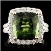 Image 1 : 14K Gold 7.23ct Tourmaline & 1.17ctw Diamond Ring