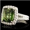 Image 2 : 14K Gold 7.23ct Tourmaline & 1.17ctw Diamond Ring