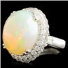 Image 2 : 14K Gold 12.92ct Opal & 1.54ctw Diamond Ring