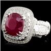 Image 2 : 18K Gold 5.10ct Ruby & 1.70ct Diamond Ring