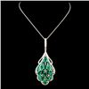 Image 2 : 14K Gold 6.58ctw Emerald & 0.87ctw Diamond Pendant