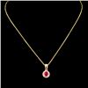 Image 2 : 14K Gold 0.37ct Ruby & 0.09ctw Diamond Pendant