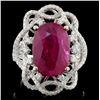 Image 1 : 18K White Gold 6.03ct Ruby & 0.96ct Diamond Ring