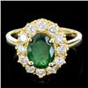 Image 1 : 14K Gold 2.00ct Emerald & 1.00ctw Diamond Ring