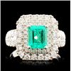 Image 1 : 18K Gold 1.15ct Emerald & 1.19ctw Diamond Ring
